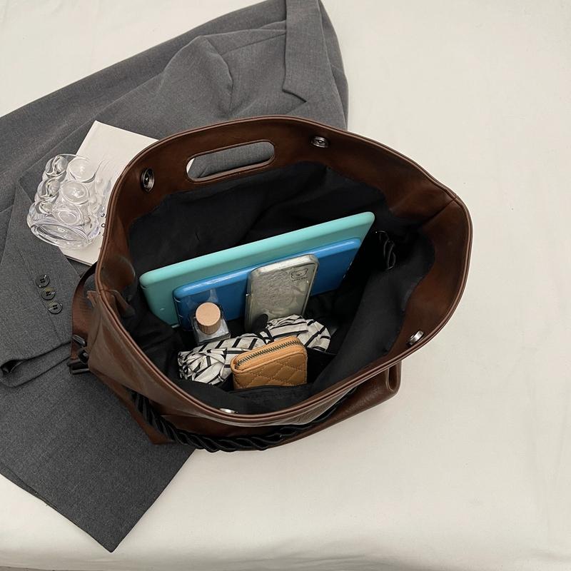 Дизайнерские большие сумки через плечо из искусственной кожи с веревочной ручкой для женщин, весна 2024 года, дизайнерская женская сумка на плечо, сумки