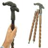 Antique Metal Dragon Head Handle Wooden Walking Stick Cane Gift