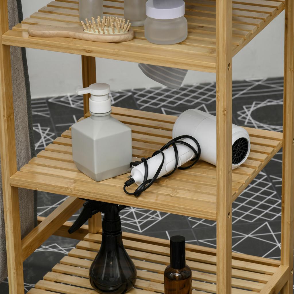 Laundry collector, multifunctional, ironing board & fabric bag 57L, bamboo frame, 113x34x82cm, natural/grey