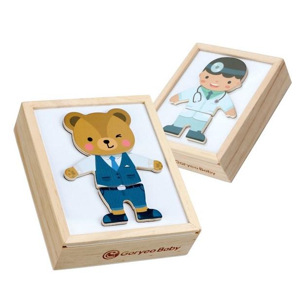 Платье-медведь Goryeo Baby Bear, магнитная игра, магнитный пазл, Magnetic Doctor, Bear + Job, 1 комплект, лучшая в Корее головоломка для малышей