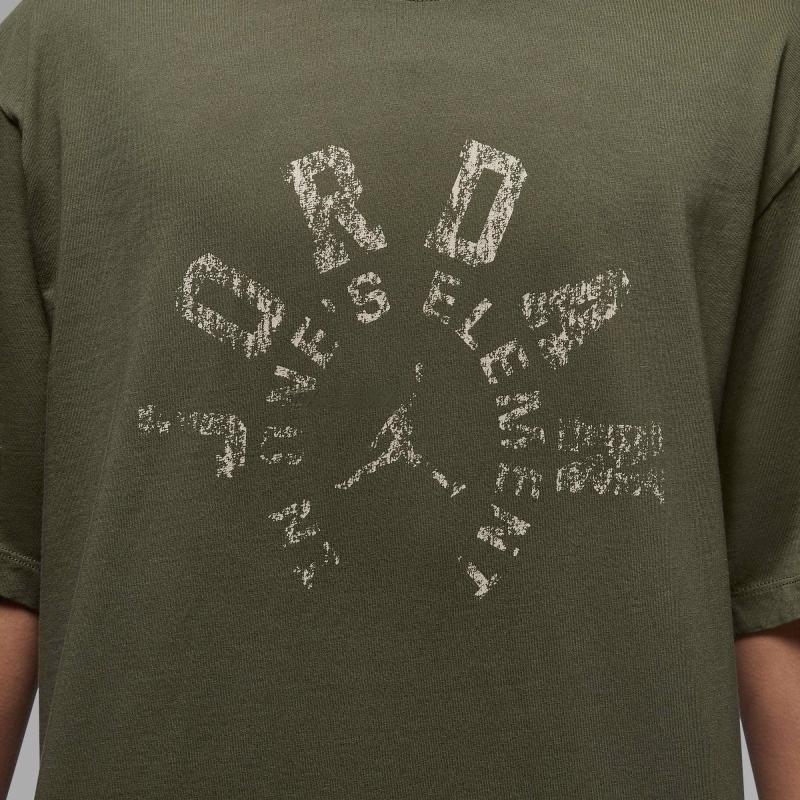 Jordan Dongdan 85 Спортивная Повседневная Дышащая Футболка с Круглым Вырезом и Быстросохнущая Мужские Топы Оливково-зеленый HV1257222