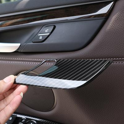 Для BMW X5 F15 X6 F16 14-18 ABS серебро/углеродное волокно текстура автомобиля безопасность дверной замок ручка чаша крышка отделка наклейки автомобиля