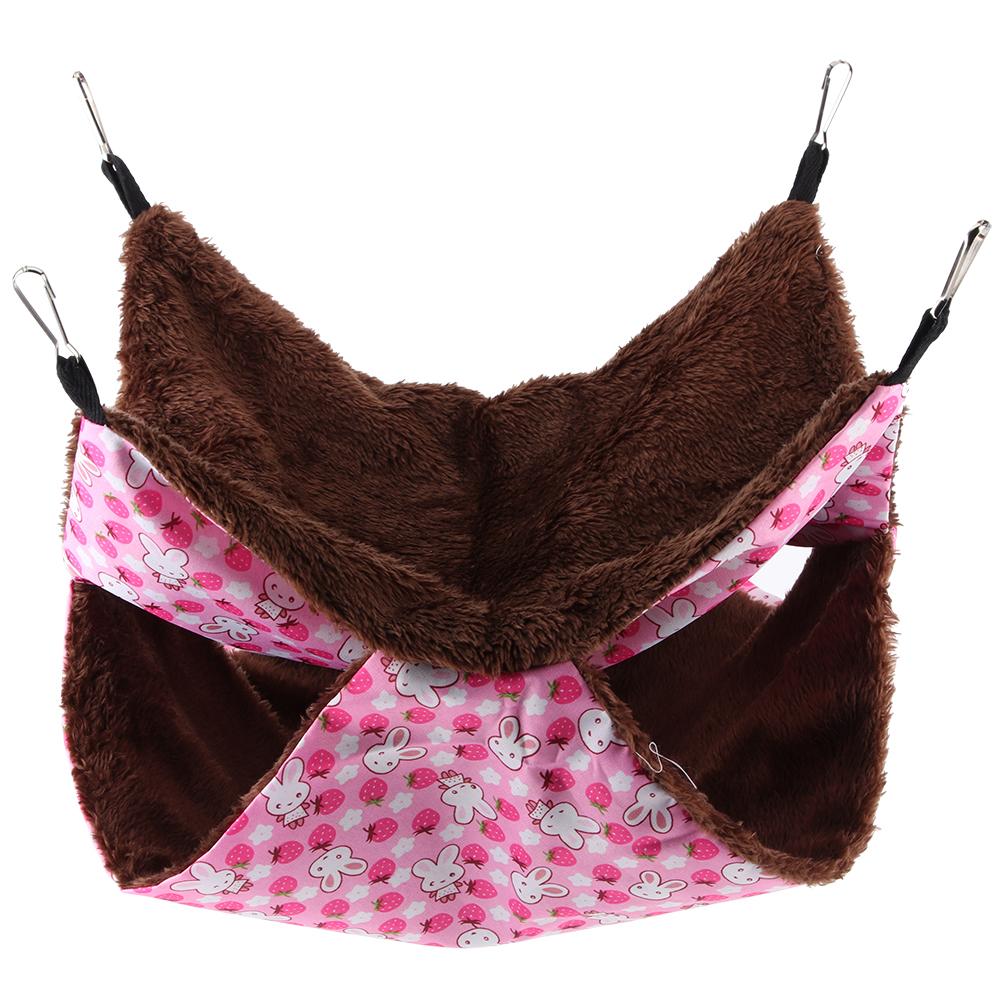 Розовый кролик двухслойный теплый гамак-подвесная кровать-домик-спальный мешок для белки и мелких питомцев