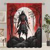 2pcs- Japanese Sunset Samurai Polyester Curtains, Pole Bag Curtains 42*84, Bedroom, Living Room, Home Room Decoration