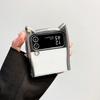 3D Гальванизированный Прозрачный Чехол с Кошачьими Ушками для Samsung Galaxy Z Flip 3 4 5 6 5G Flip6 Flip5 Противоударный Защитник Flip4 Милая Обложка