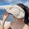 Women's Summer Sun Hat: UV Protection Wide Brim, Black Glue, Empty Top for Cycling and Outdoor Activities.