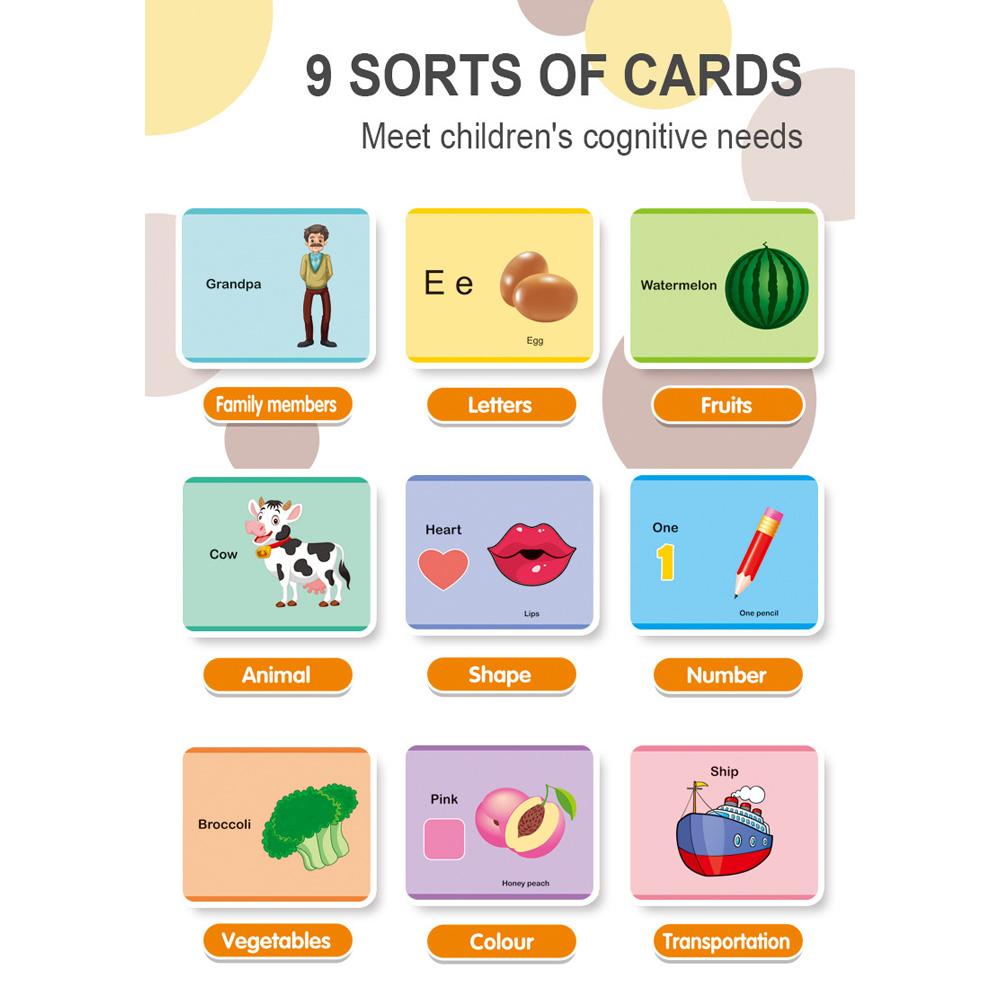 Baby Flash Cards Reader Audible Flash Cards Machine Early Educational Learning Toys with 60PCS Cards for Toddlers Boys Girls