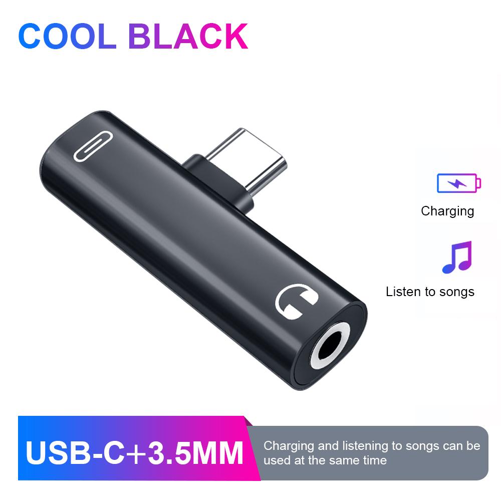 FONKEN 2 In 1 Charging Splitter Adapter Headphone Charging USB Type C Adapter Audio Charger Cable