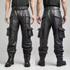 Новые мужские брюки из натуральной овчины черного цвета, брюки в стиле карго, байкерские