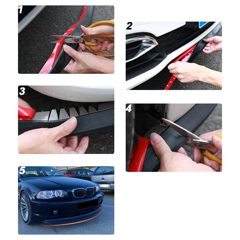 Универсальная резиновая накладка на передний бампер автомобиля 2,5 м/98,43 дюйма, черная защитная накладка на бампер, боковая юбка автомобиля, прямой пошив