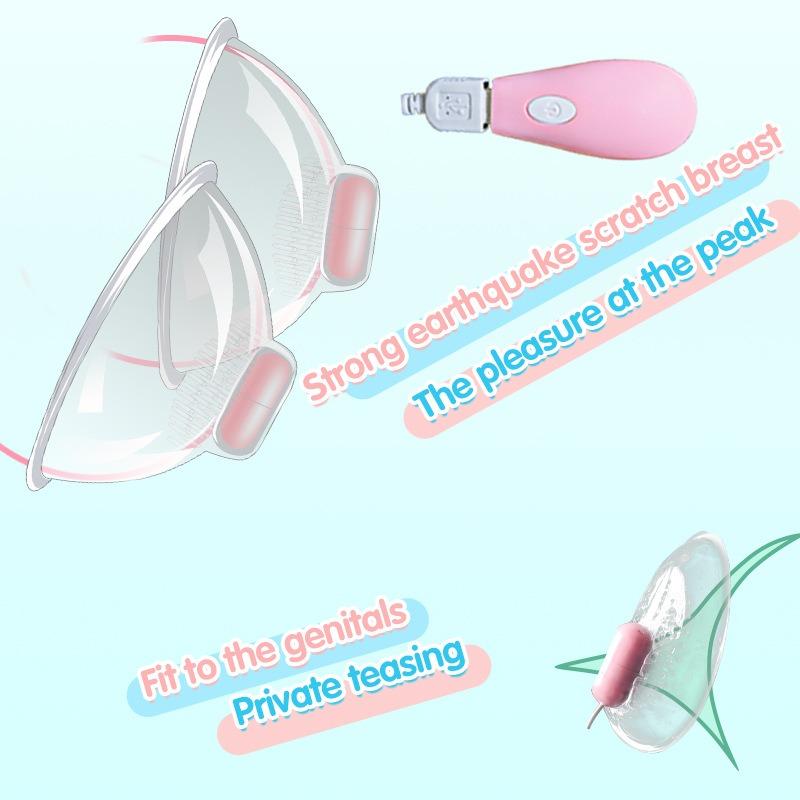 Three head suction vibrating nipple breast pump female tongue licking massage masturbator for women pleasure