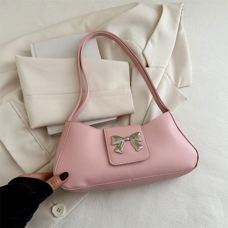 Простая и модная сумка через плечо с бантом и нежной текстурой для женщин на весну и лето, новая сумка через подмышку, сумка-полумесяц