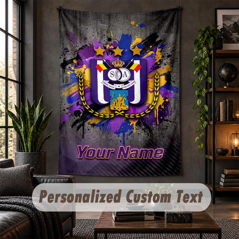 Wall Tapestry Anderlecht FC Print Custom Name Text Wall Hanging Home Decor