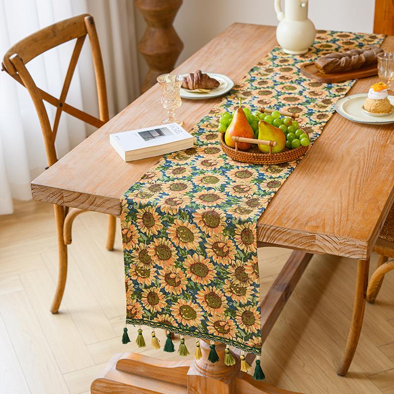 American Retro Floral Table Runner Long Decorative Cloth for Coffee TV Dining Table Atmosphere Fabric Cover
