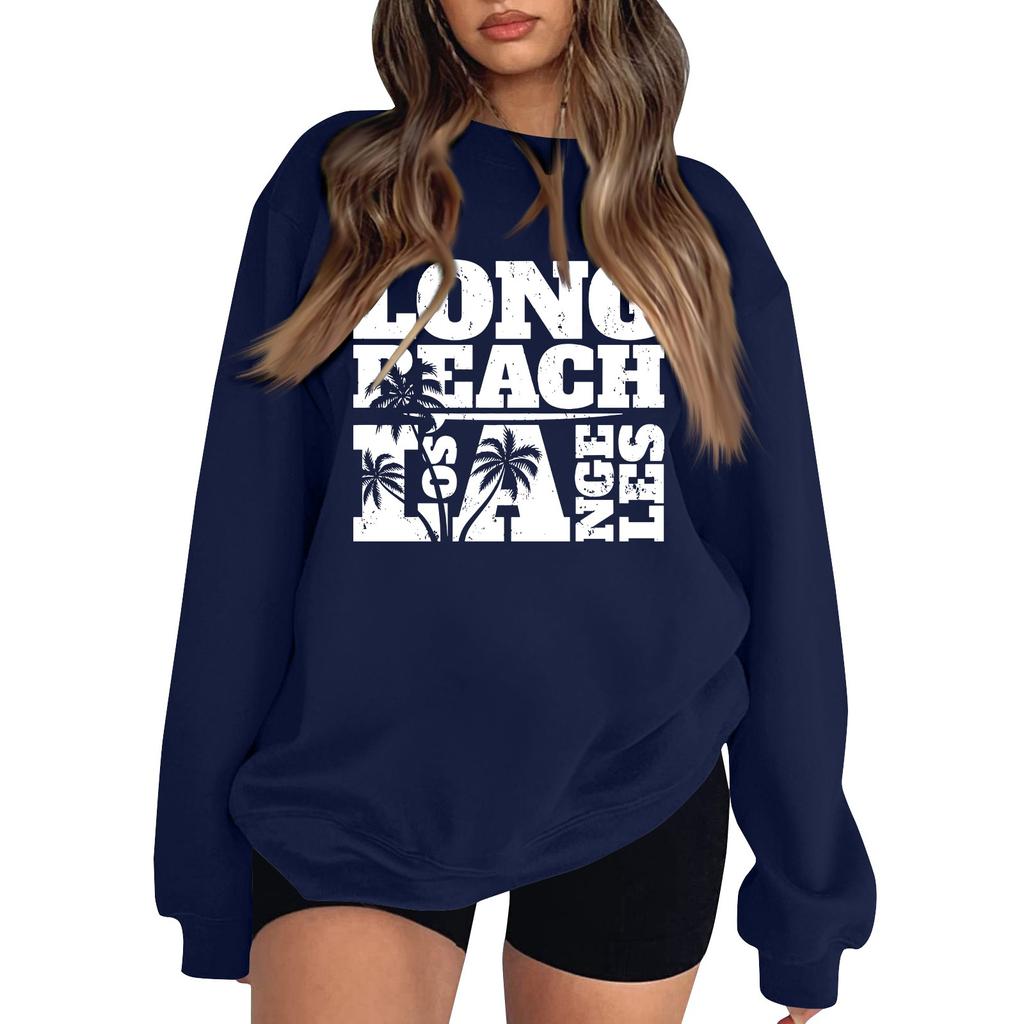 Женская повседневная модная блузка с длинным рукавом и круглым вырезом с принтом и пуловером