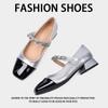 Square head small fragrant style single shoes women's thick heel 2025 spring light mouth French word with color matching Mary Jane shoes fairy style