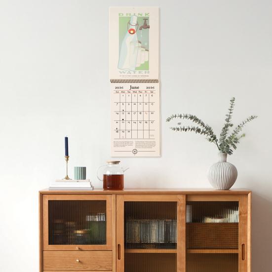 Настенный календарь Янв 2026 - Дек 2026 12-месячный планировщик