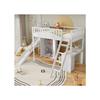 Lit superposé - MUVOE - 90x200 cm - Blanc - Avec table et armoire - Sécurisé EN747