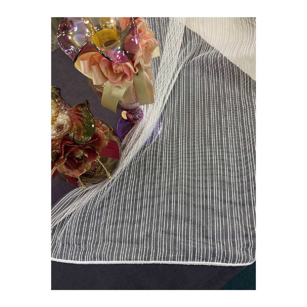 Занавес из тюля в полоску с макаронами Crown New Pattern 1/2, разреженный плеле