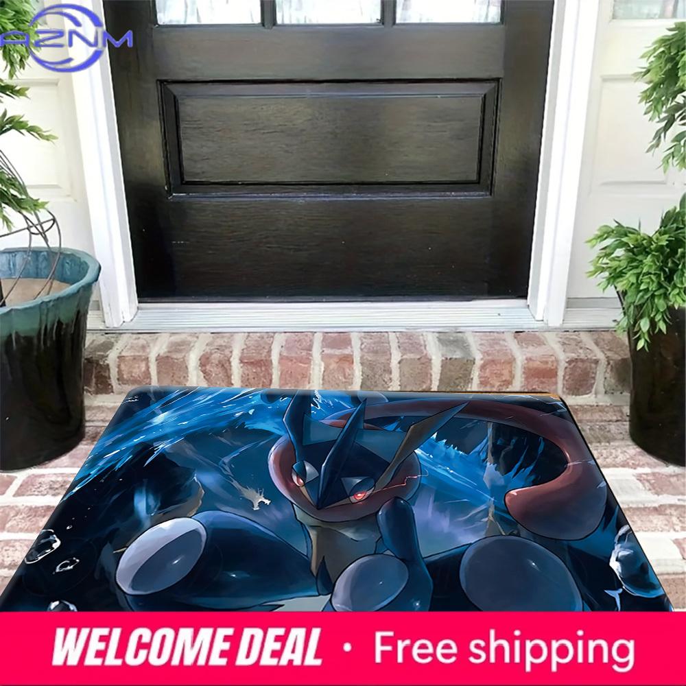 Anime Pokemon Greninja Water Splash Print Non-slip Doormat, Soft Absorbent Floor Rug for Home Decor