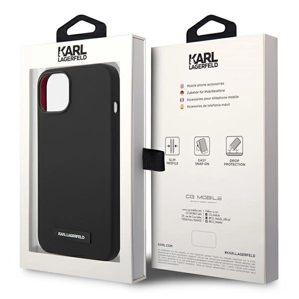 Karl Lagerfeld Klhmp14Mslmp1K iPhone 14 Plus 6.7 Hardcase Black/Black Silicone Plaque Magsafe