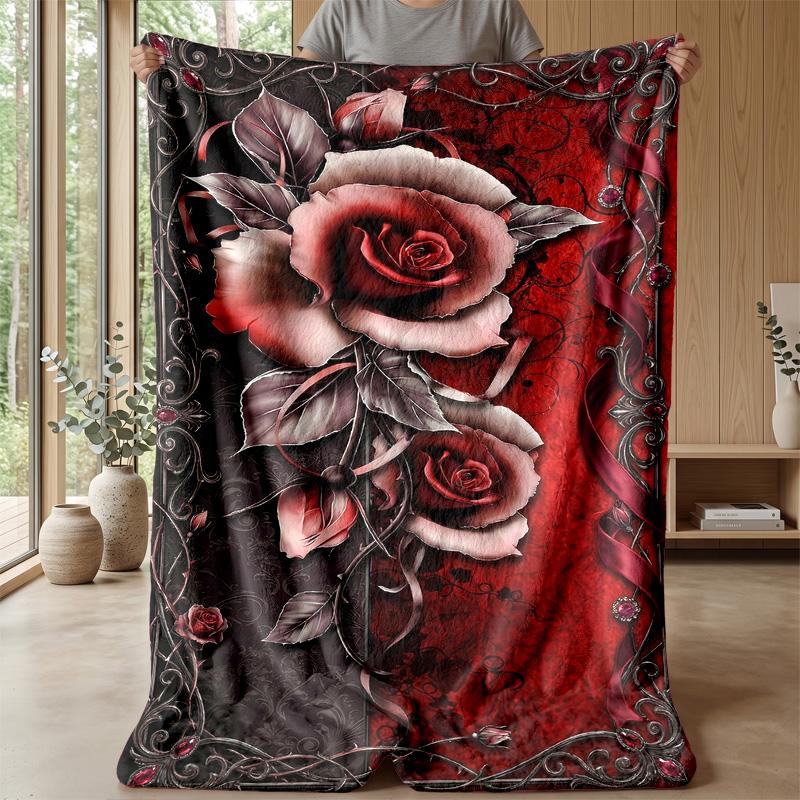Elegant Rose Arch Design Theme blanket Lightweight Warm Flannel Blanket Decorative Throw Blanket for Home Decoration