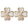 Опаловые серьги-гвоздики в виде четырехлистного клевера для женщин, летний темперамент, легкая роскошь, полные бриллиантовых сережек-листьев