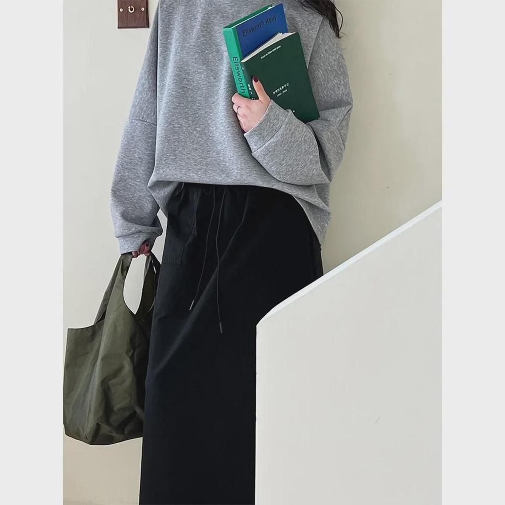 Юбка Luxi Retro 2025 с высокой талией и завязками - новый тонкий прямой дизайн