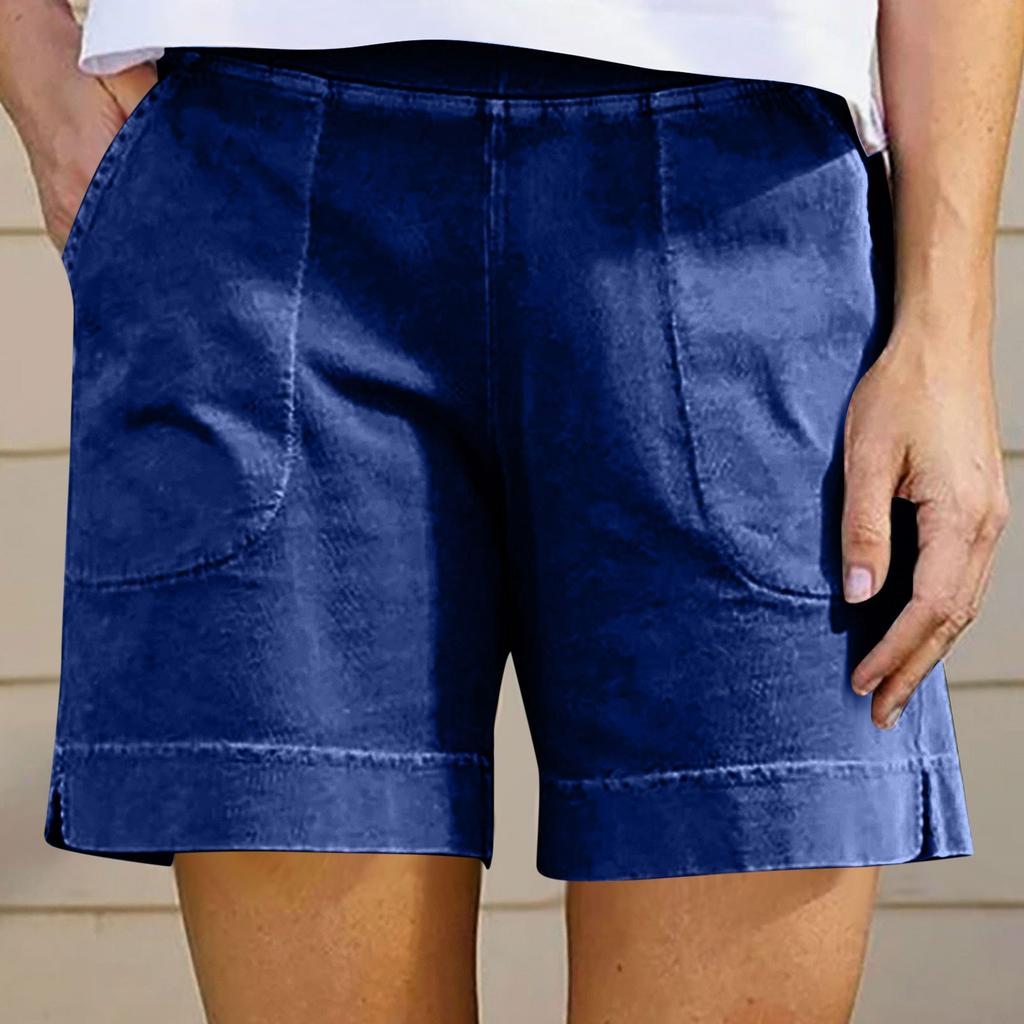 Женские повседневные летние эластичные пляжные шорты однотонные повседневные шорты