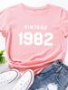 Винтажная женская футболка с принтом письма 1982 года, с коротким рукавом, с круглым вырезом, свободная, женская футболка, женская футболка, топы, одежда, Camisetas Mujer