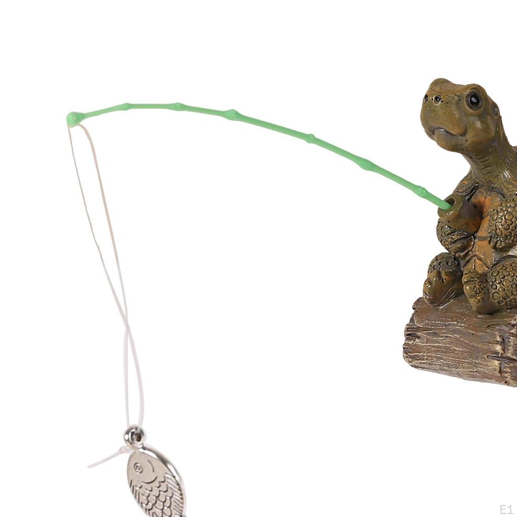 Turtle Fishing Statue Ornament Creative Flower Pot Decoration Funny Garden Decor Miniature Tortoise