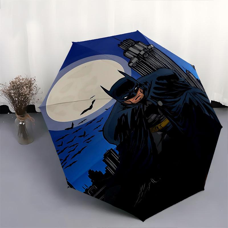 1pc Batman, moonlight Automatic Folding Umbrella - Compact 8-Rib Design, Durable Plastic & Iron1083L