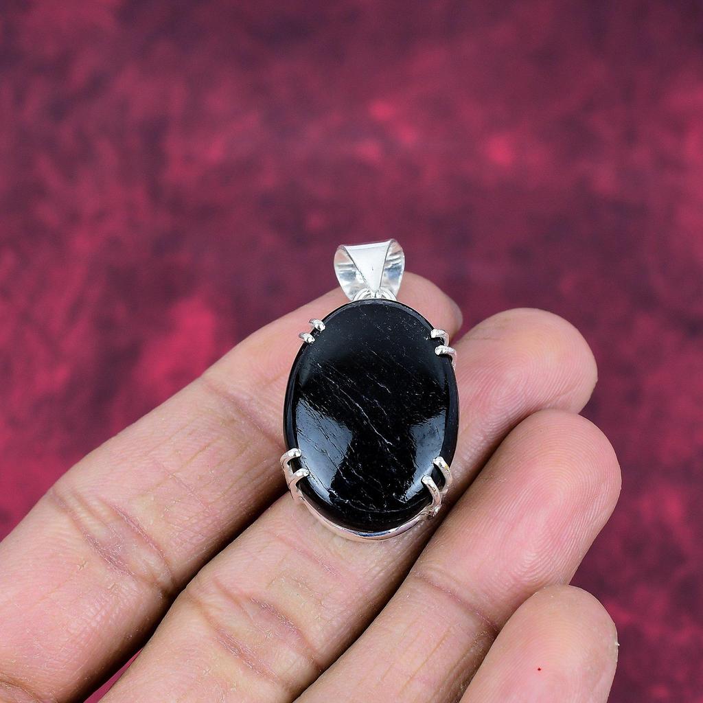 Black Tourmaline Pendant Gemstone Jewelry, 925 Solid Sterling Silver Pendant, Handmade Amazing Pendant Jewelry