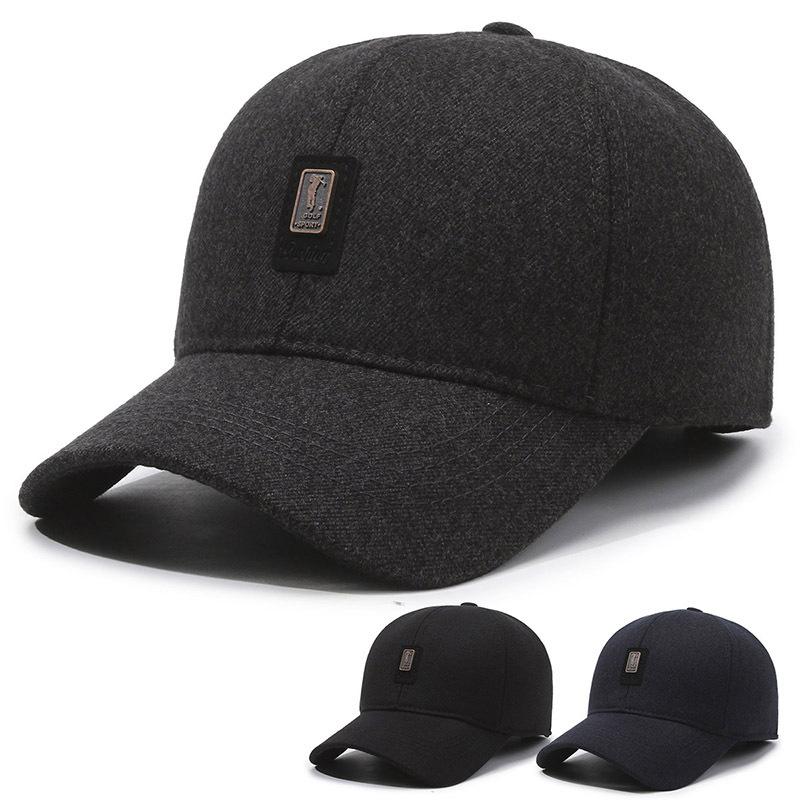 Мужская повседневная бейсбольная кепка флисовая защитная кепка для ушей для пожилых пап термохлопковая кепка