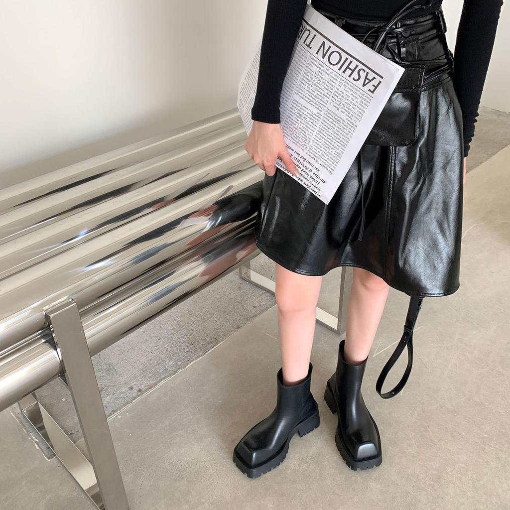 2024 Новые массивные ботинки Модные женские ботильоны на платформе с лодыжкой Женские туфли на плоской подошве с кисточками Ботильоны женские с квадратной головкой Ботильоны Altas Mujer