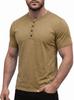 Men's Elastic Henley Collar Short-sleeved T-shirt - Fashionable and Popular Design.