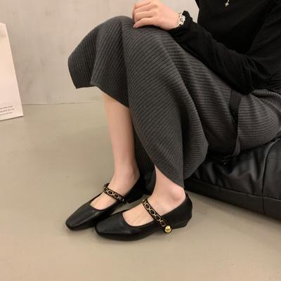 Мода 2024 года, повседневные туфли на плоской подошве Mary Jane, женские туфли в скандинавском стиле с золотой цепочкой, туфли в стиле Лолиты из искусственной кожи