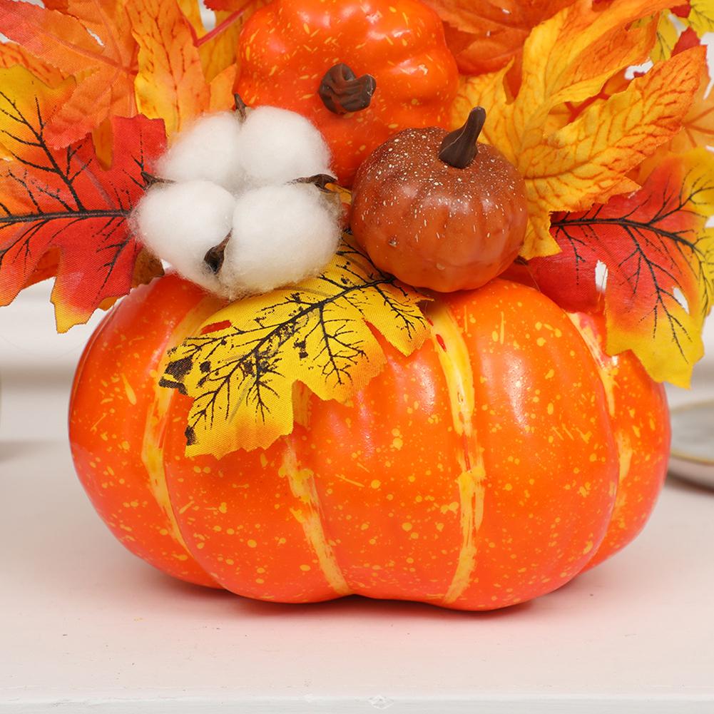 Artificial Pumpkin Ornament Maple Leaf Pine Cones Berry Sunflower Halloween Layout Prop For Table Decoration