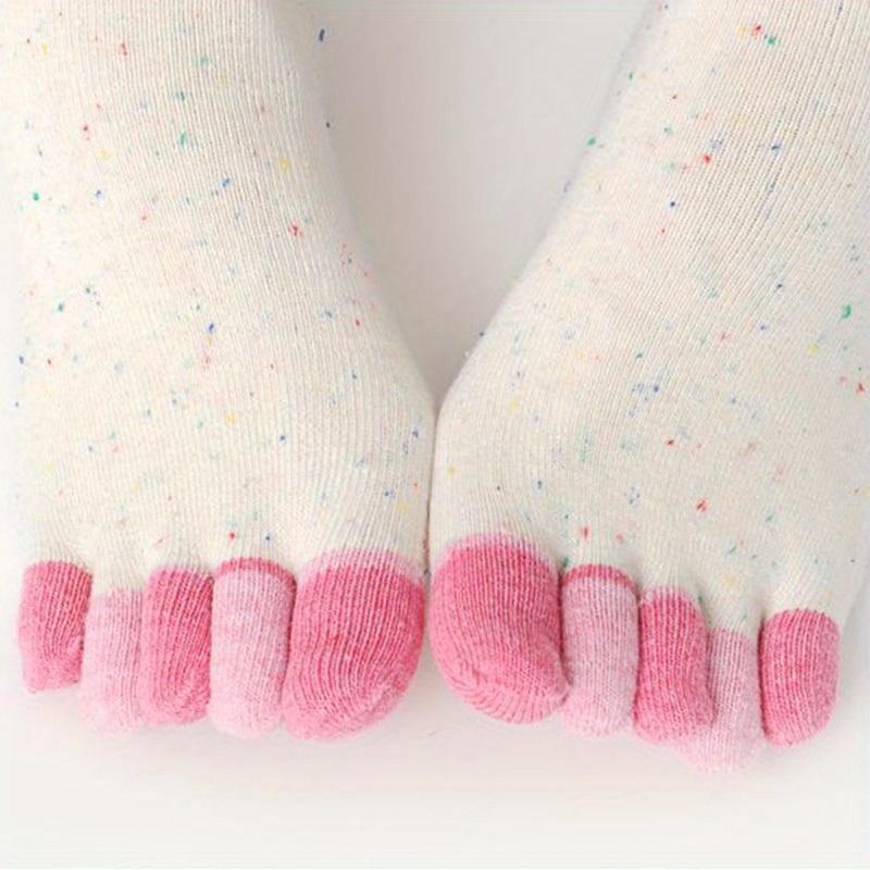 1Pair Five Finger Socks Women'S Pure Cotton Five Toe Socks Sweat Absorbing Mid Tube Split Toe Socks Warm Toes Short Socks
