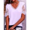Women's Lace Loose V-neck Short-sleeved T-shirt