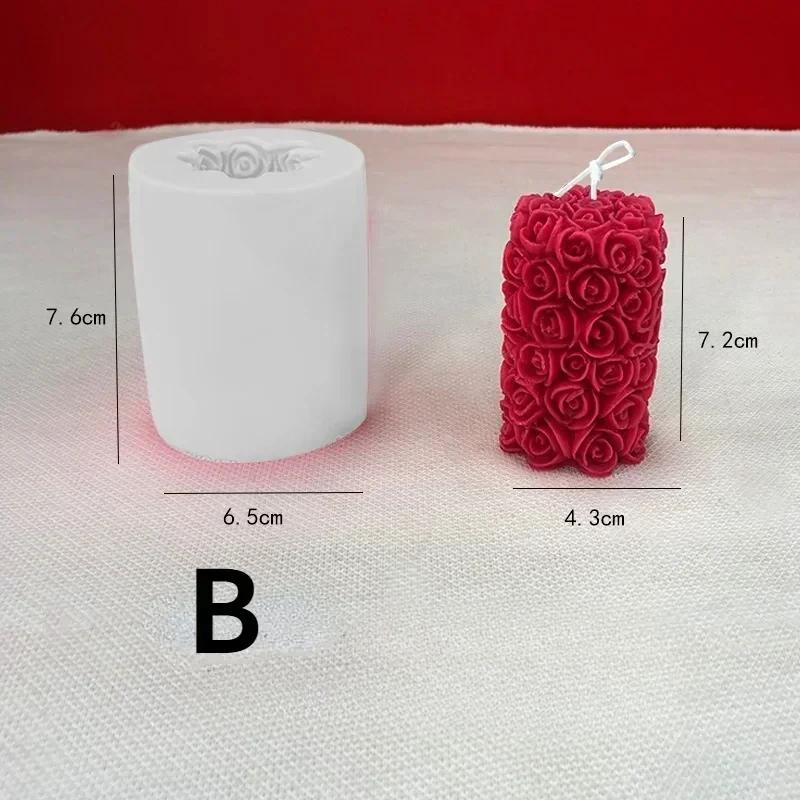 Творческая форма для свечей в форме цветка розы своими руками, форма для гипса, цилиндрическая форма для мыла из силикона, восковая форма для ароматерапии