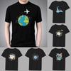 Men's Classic T-shirt Casual O-neck Trave Printing Pattern Series Commuter All-match Breathable Black Shirt