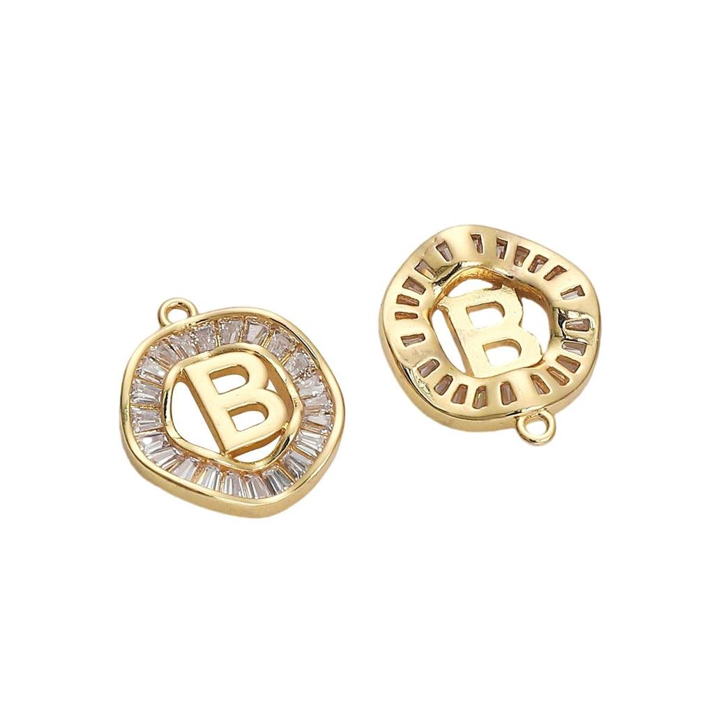 Copper Zirconium Inlaid 26 Letter Pendant For DIY Jewelry Making Craft Accessories