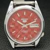 АВТОМАТИЧЕСКИЕ ВИНТАЖНЫЕ ВОССТАНОВЛЕННЫЕ ЧАСЫ SEIKO 5 JAPAN МУЖСКИЕ С КРАСНЫМ ЦИФЕРБЛАТОМ a440409-4 Sk-a440409