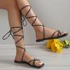 Сандалии Lucyever Rome Cross Strap Flat, женские, лето 2024, гладиаторские сандалии с квадратным носком, женские, нескользящие, пляжная обувь, размер плюс 43