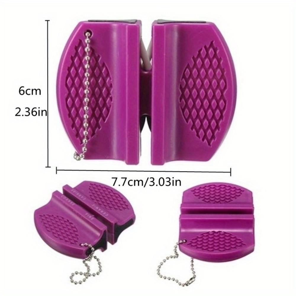 1pc Tungsten Steel Knife Sharpener, Mini Ceramic Rod Pocket Kitchen Knife Sharpener Tool with Plastic Handle for Camping and Outdoor Use