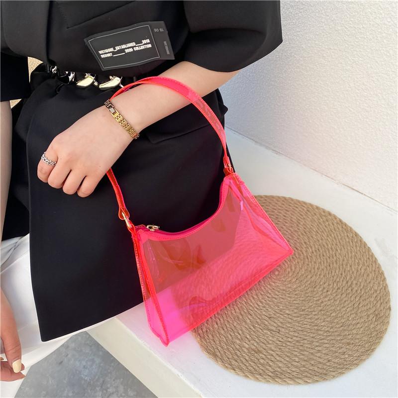 Yogodlns Women Underarm Shoulder Bag PVC Transparent Fashion Designer Small Handbag Purse Jell Hobos Bags Female Summer Top Handle Bags