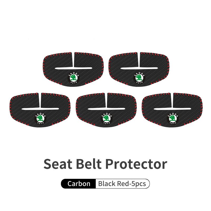 BHBD3 Car Seat Belt Buckle Cover Leather Protector Anti-collision Case For Skoda Kodiaq Fabia Kamiq Karoq Octavia 2 3 Rapid Scala
