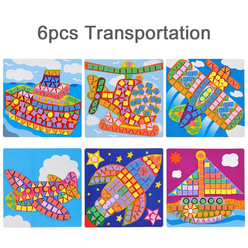 6 шт./лот Детские 3D мозаики из ЭВА, липкие, для самостоятельного изготовления, из пенопласта, ручная работа, мультяшные узоры, креативные развивающие игрушки для детей TMZ