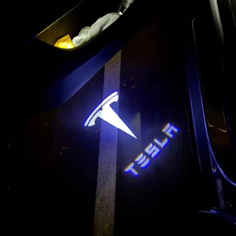 Car Door Welcome Light Led Projector Lamp For Tesla Model 3 Y Model X S Courtesy Lamps